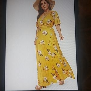 LONG!!! YELLOW FLORAL WRAP  MAXIDRESS